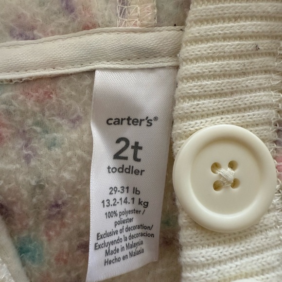 Carter's Cream Buttoned Toddler Fleece - Picture 2 of 4